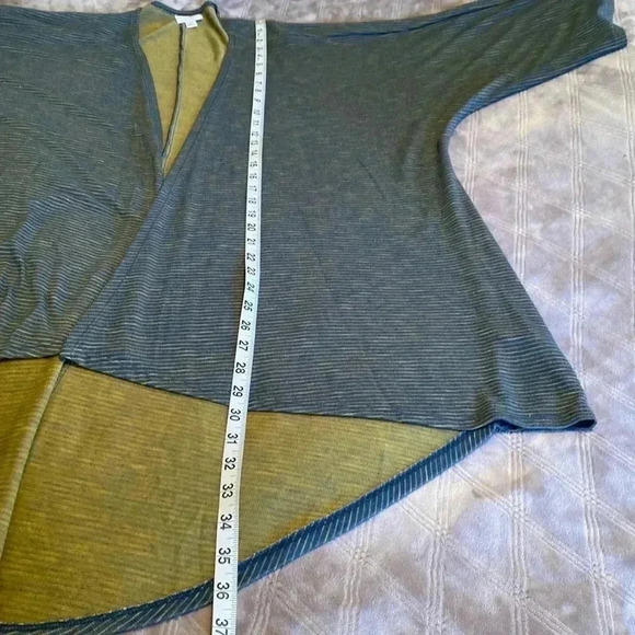 LuLaRoe Open Front High Low Cardigan Shrug.  Blue & Yellow Stripe, Size Medium. - Picture 12 of 12